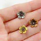 11mm Pewter Flower Button 1 Hole Floral Button Antique Gold Antique (2pc)