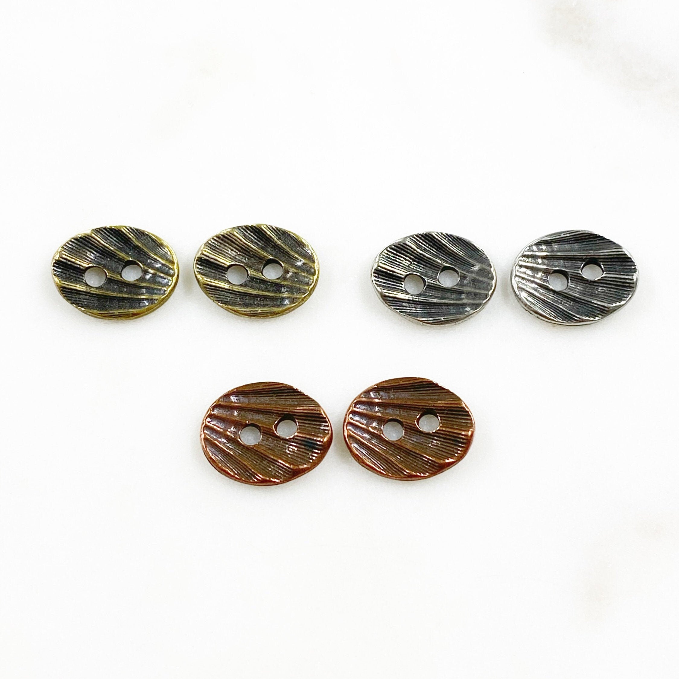 17mmx13mm Pewter Dark Textured Button Bar Leather Connector Button (2pc)