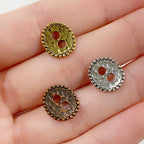 15mm Pewter Medium Hammered Detailed Bar Leather Connector Button (2pc)
