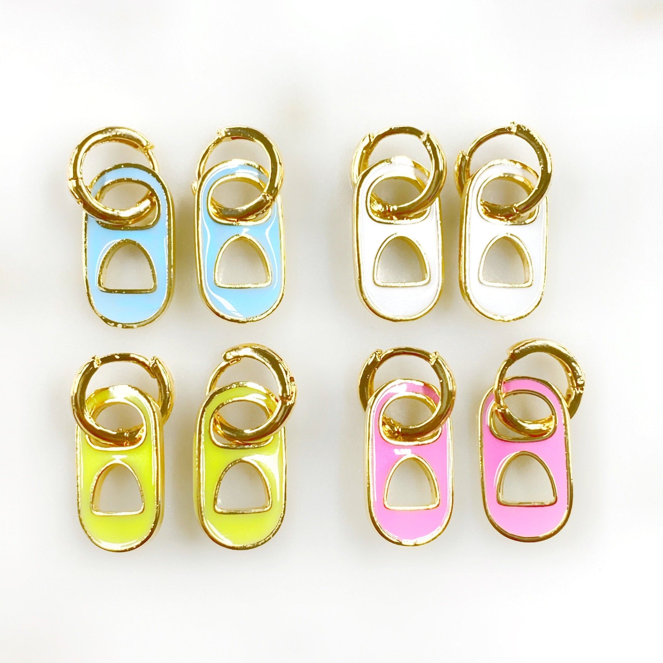 18K Gold Filled or Gold Plated Soda Pop Mini Hoops with Enamel Soda (Pair)