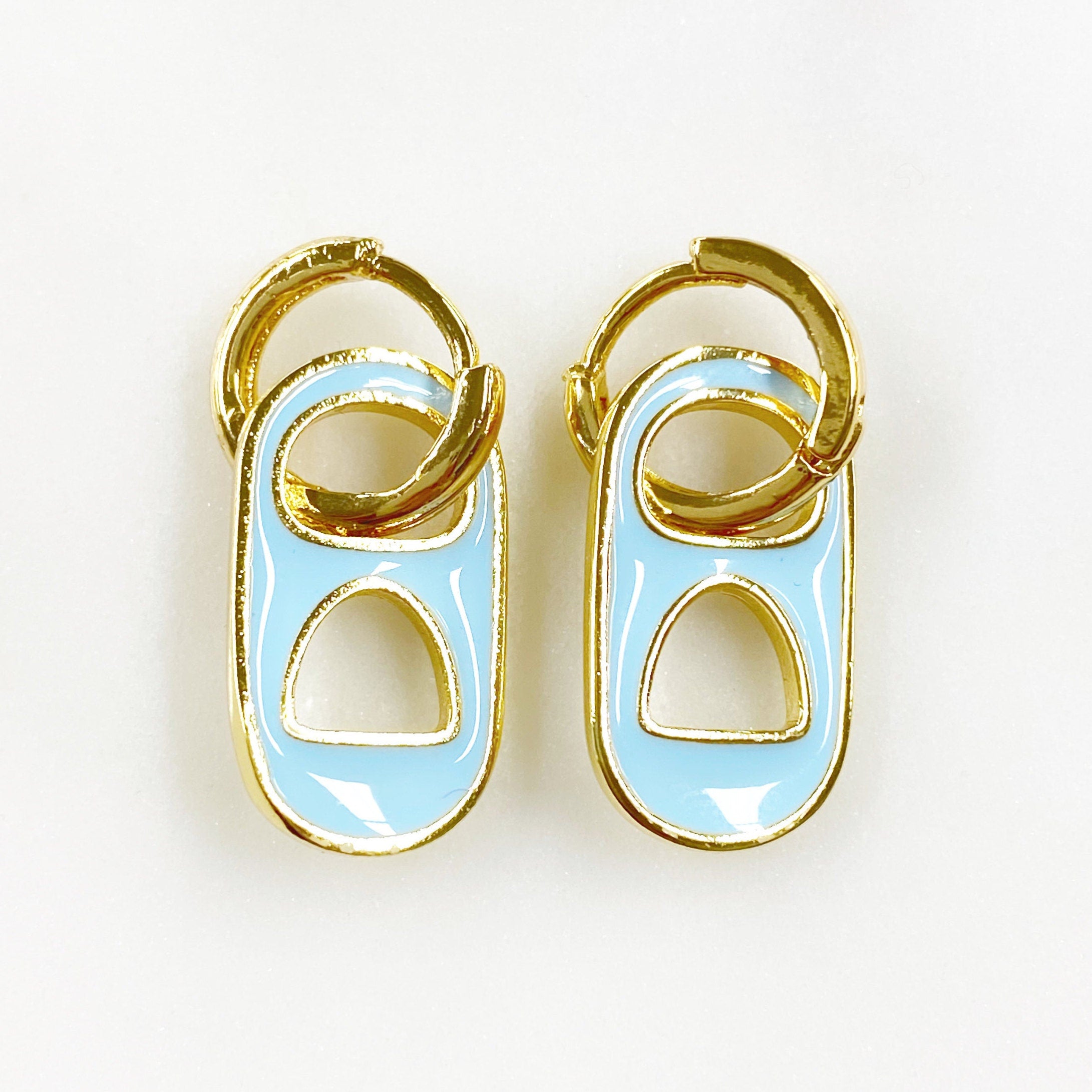 18K Gold Filled or Gold Plated Soda Pop Mini Hoops with Enamel Soda (Pair)