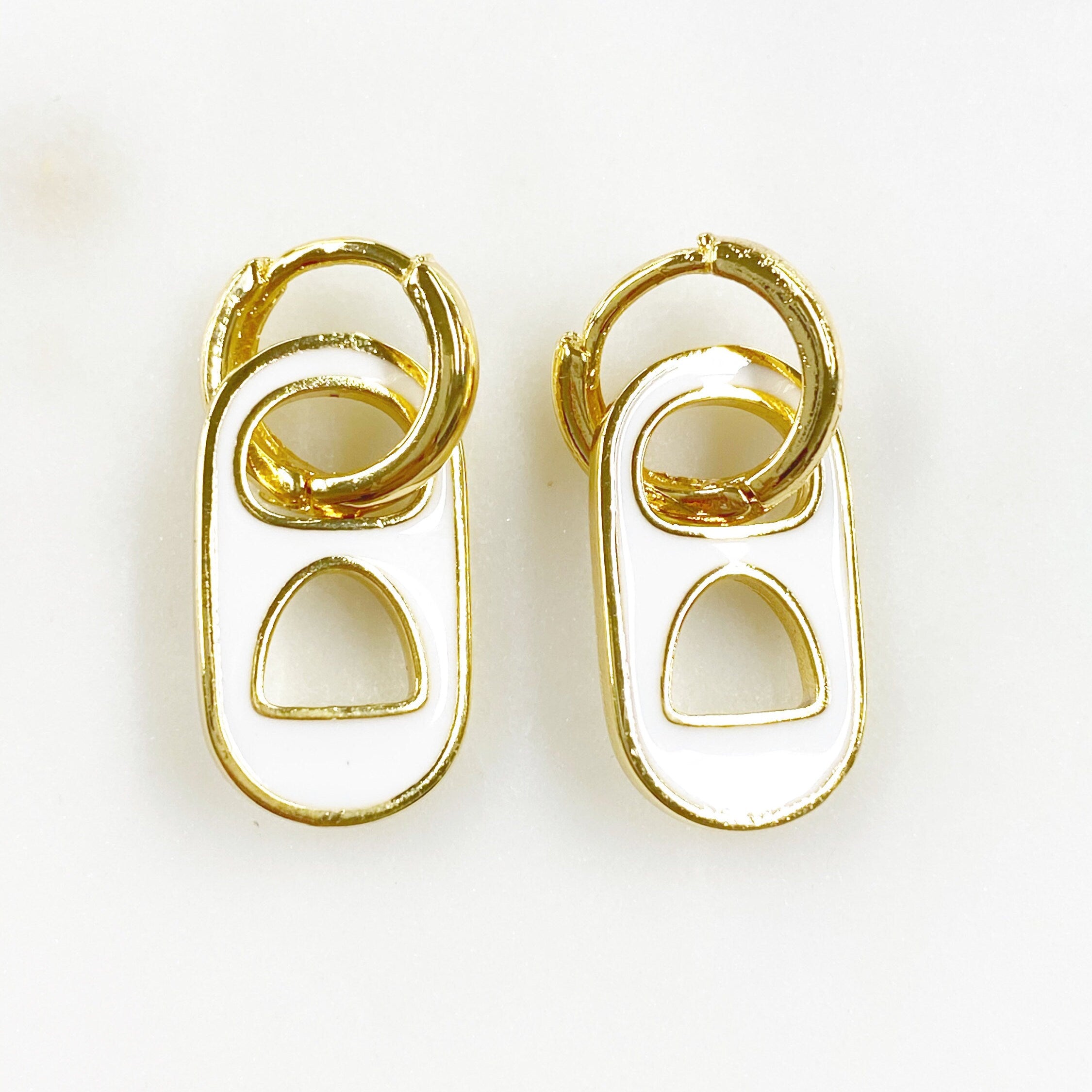 18K Gold Filled or Gold Plated Soda Pop Mini Hoops with Enamel Soda (Pair)