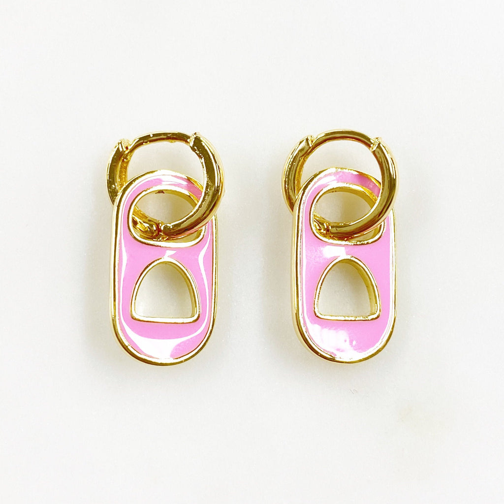 18K Gold Filled or Gold Plated Soda Pop Mini Hoops with Enamel Soda (Pair)