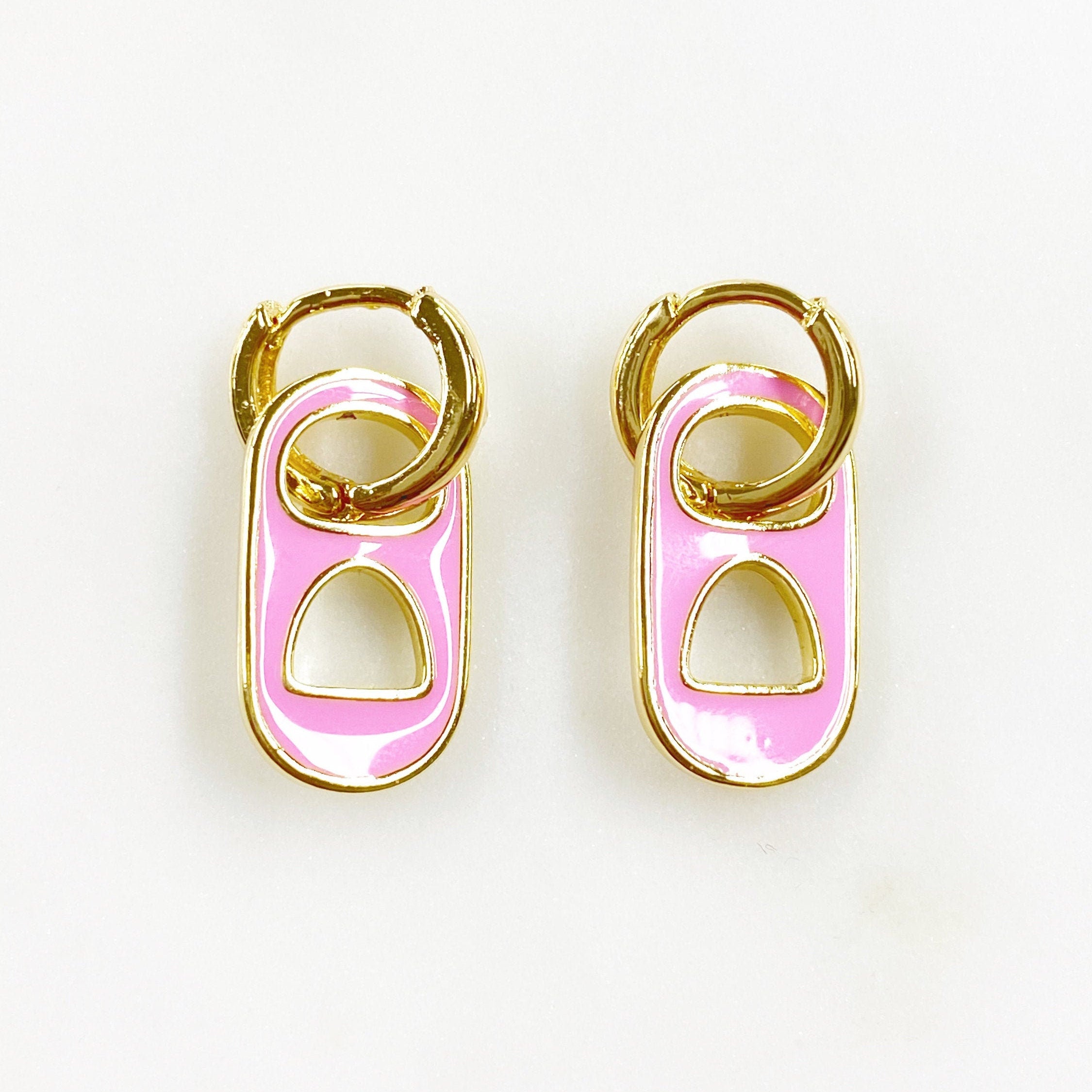 18K Gold Filled or Gold Plated Soda Pop Mini Hoops with Enamel Soda (Pair)