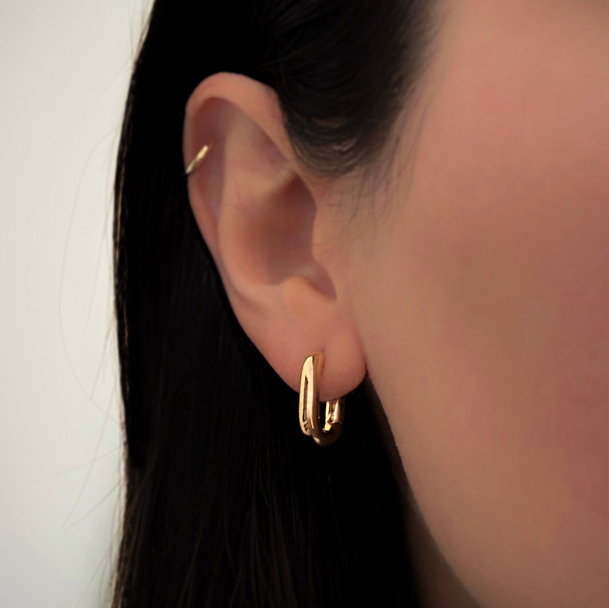 Gold Plated Rounded Square Hoops Semi Thick Rounded Square Snap (2pc)