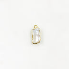 Vermeil Natural Freshwater Pearl Charm Organic Shaped Rimmed