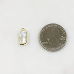 Vermeil Natural Freshwater Pearl Charm Organic Shaped Rimmed