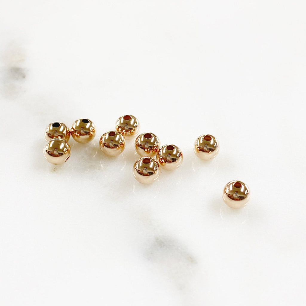 Rose Gold Filled 5mm Rosegold Filled Shiny Beads Smooth Seamless Round (10pc)