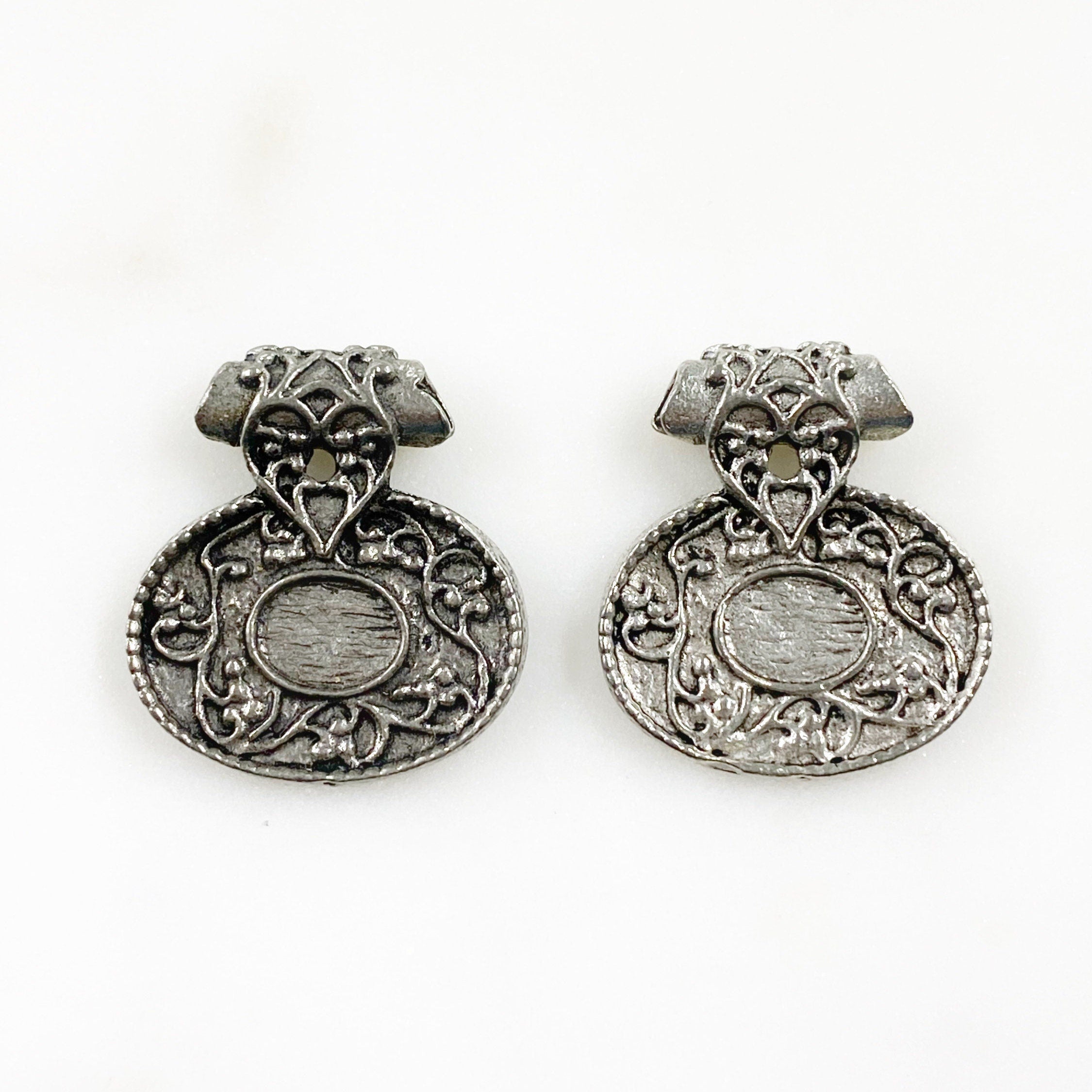 24mmx26mm Pewter Antique Silver Pendent Charm Bail Vintage Scroll Charm (2pc)