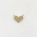 Gold Plated 16K Larger Pave CZ Heart Connector Charm Cubic Zirconia