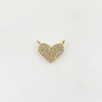 Gold Plated 16K Larger Pave CZ Heart Connector Charm Cubic Zirconia