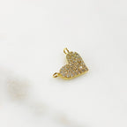 Gold Plated 16K Larger Pave CZ Heart Connector Charm Cubic Zirconia