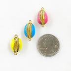 Gold Plated Enamel Cowrie Shell Connector Charm Colorful Shell