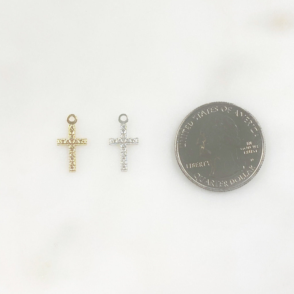15mmx8mm Sterling Silver or 14K Gold Filled or Small Detailed Cross Charm