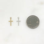 15mmx8mm Sterling Silver or 14K Gold Filled or Small Detailed Cross Charm