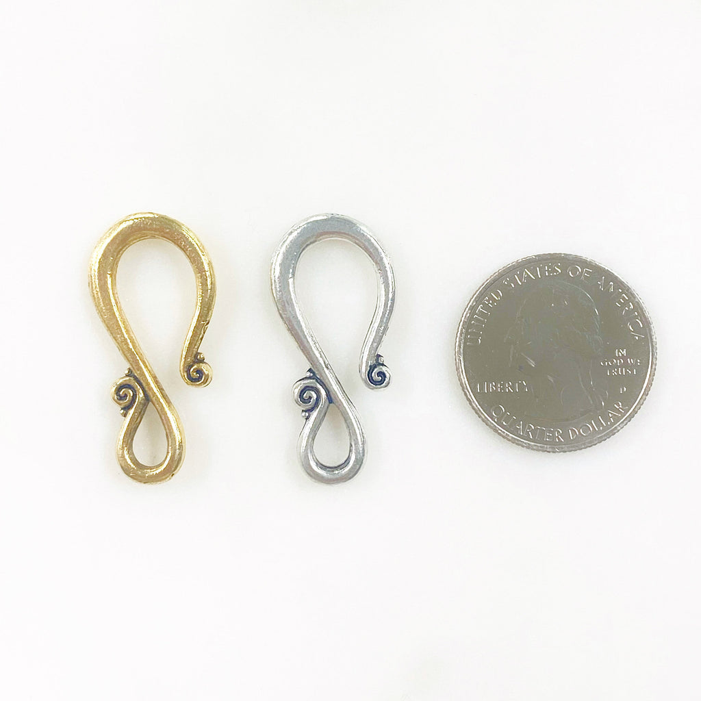 33mmx16mm Pewter S Hook Clasps Antique Gold or Antique Silver S Hook