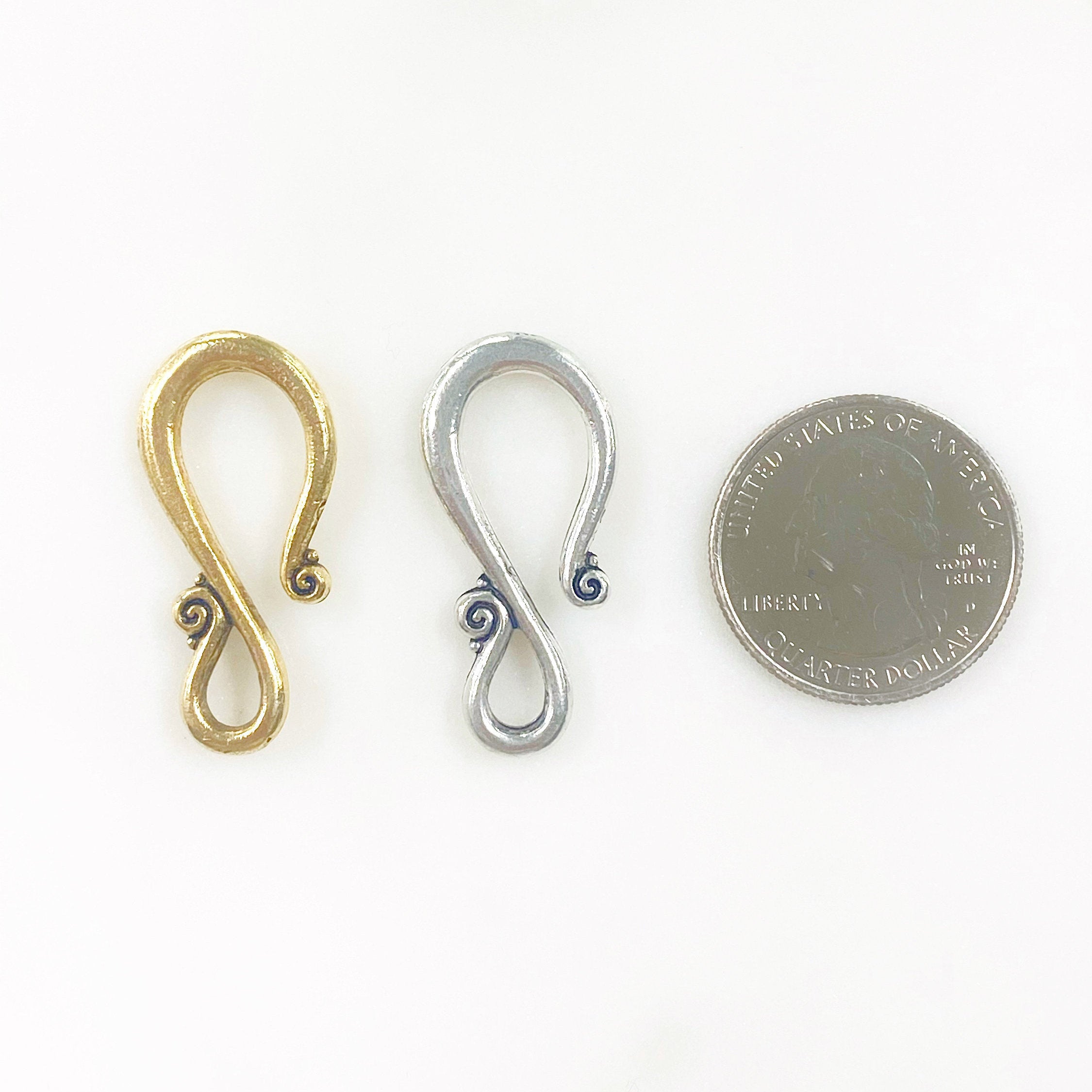 33mmx16mm Pewter S Hook Clasps Antique Gold or Antique Silver S Hook