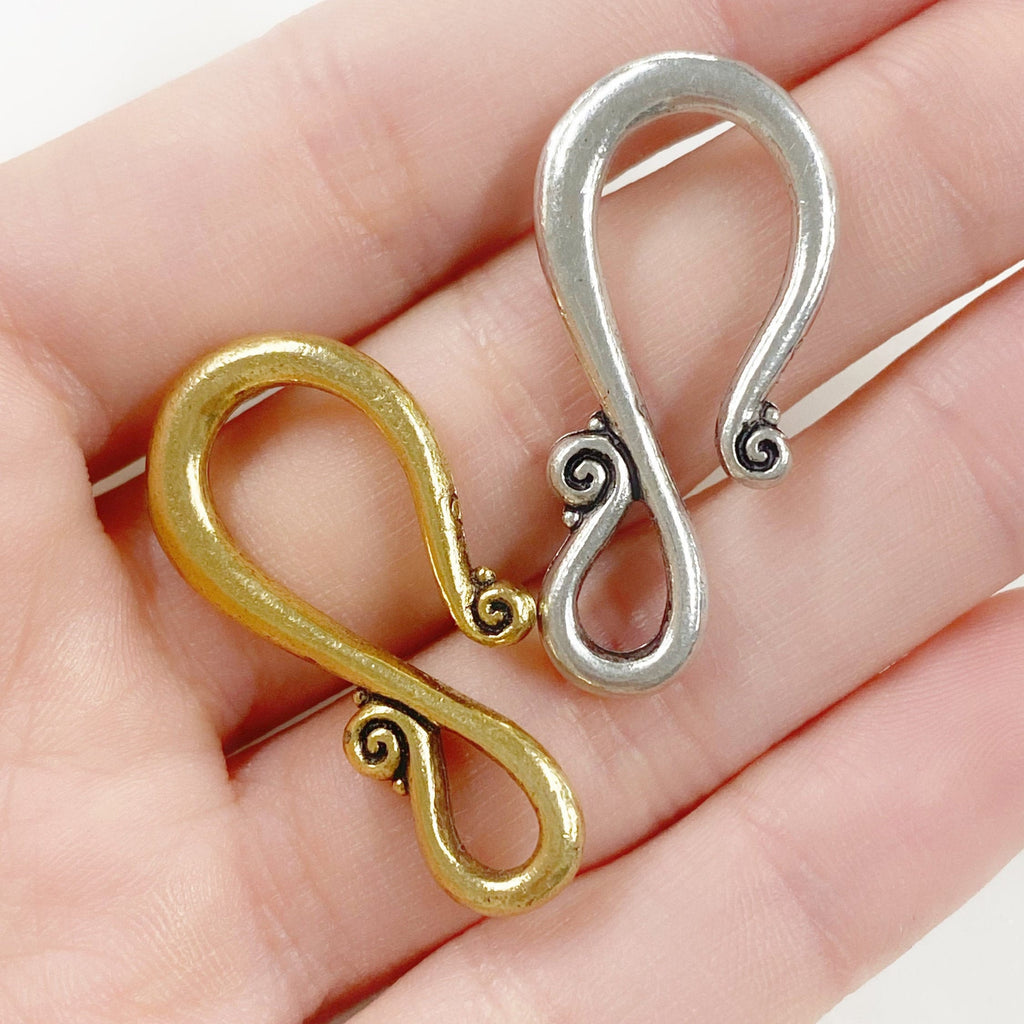 33mmx16mm Pewter S Hook Clasps Antique Gold or Antique Silver S Hook