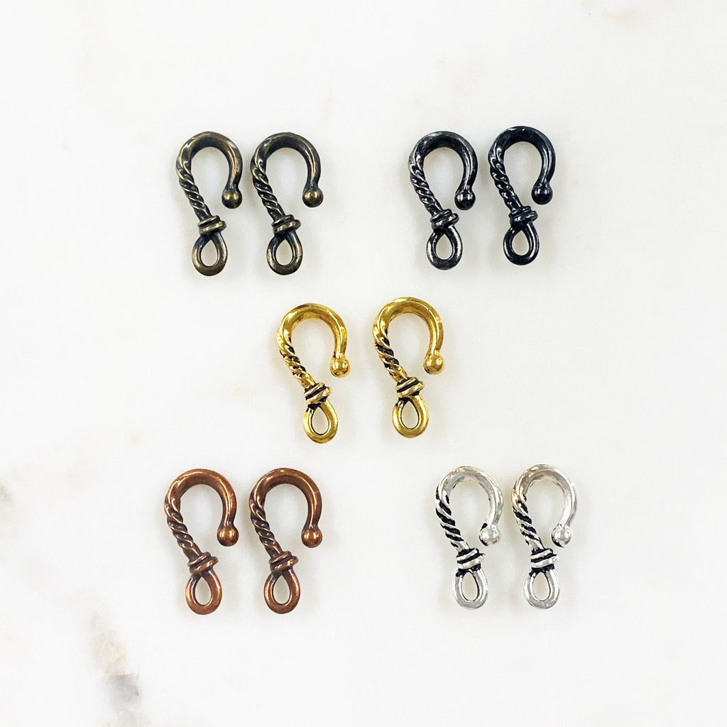 Pewter S Hook Twisted Detail Clasp Findings (2pc)