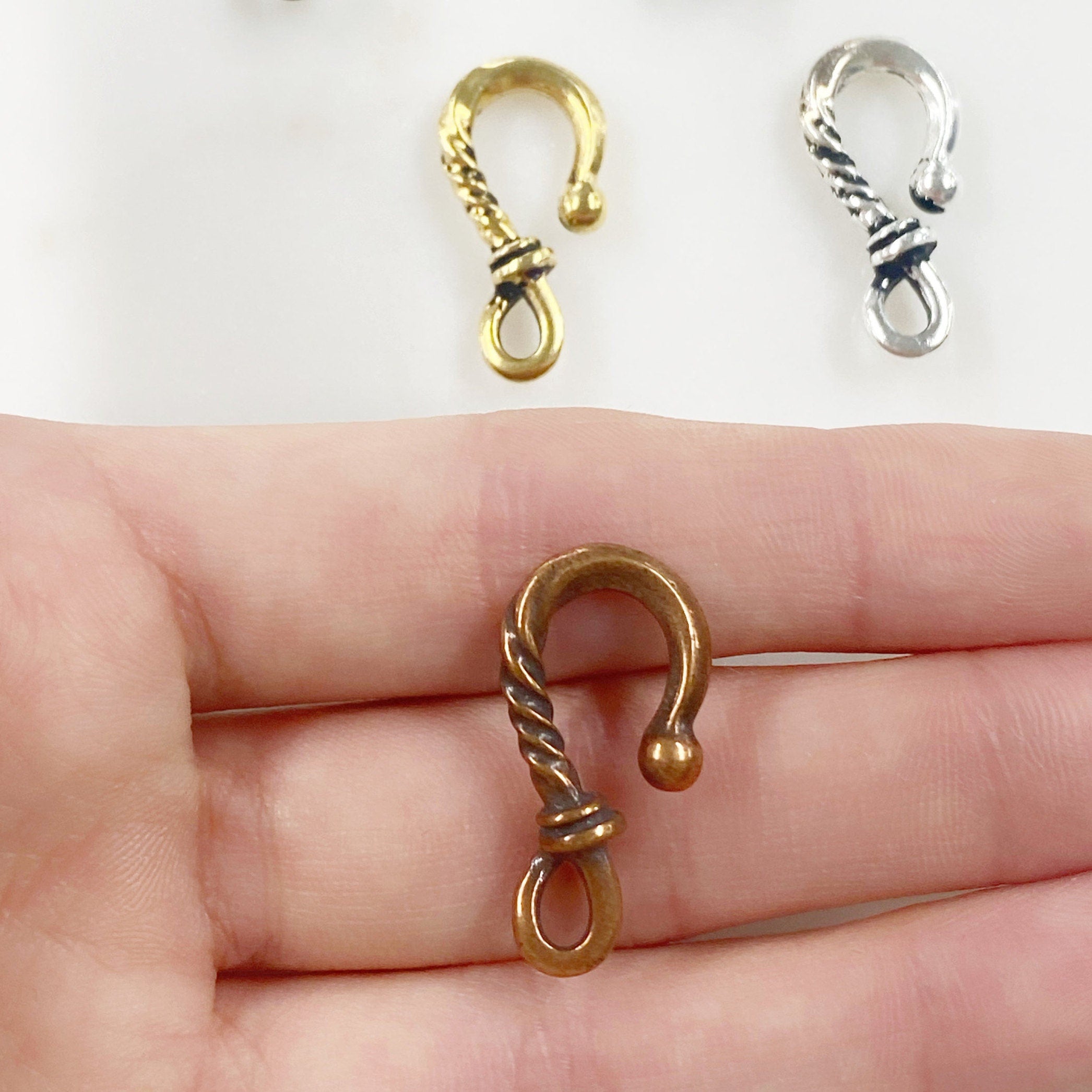24mmx12mm Pewter S Hook Twisted Detail Clasp Findings (2pc)