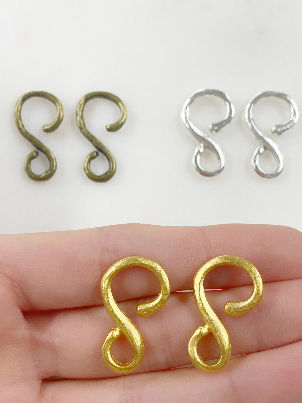 24mmx14mm Pewter Larger 2 Piece Simple S Hook S Hook Clasp Findings (2pc)