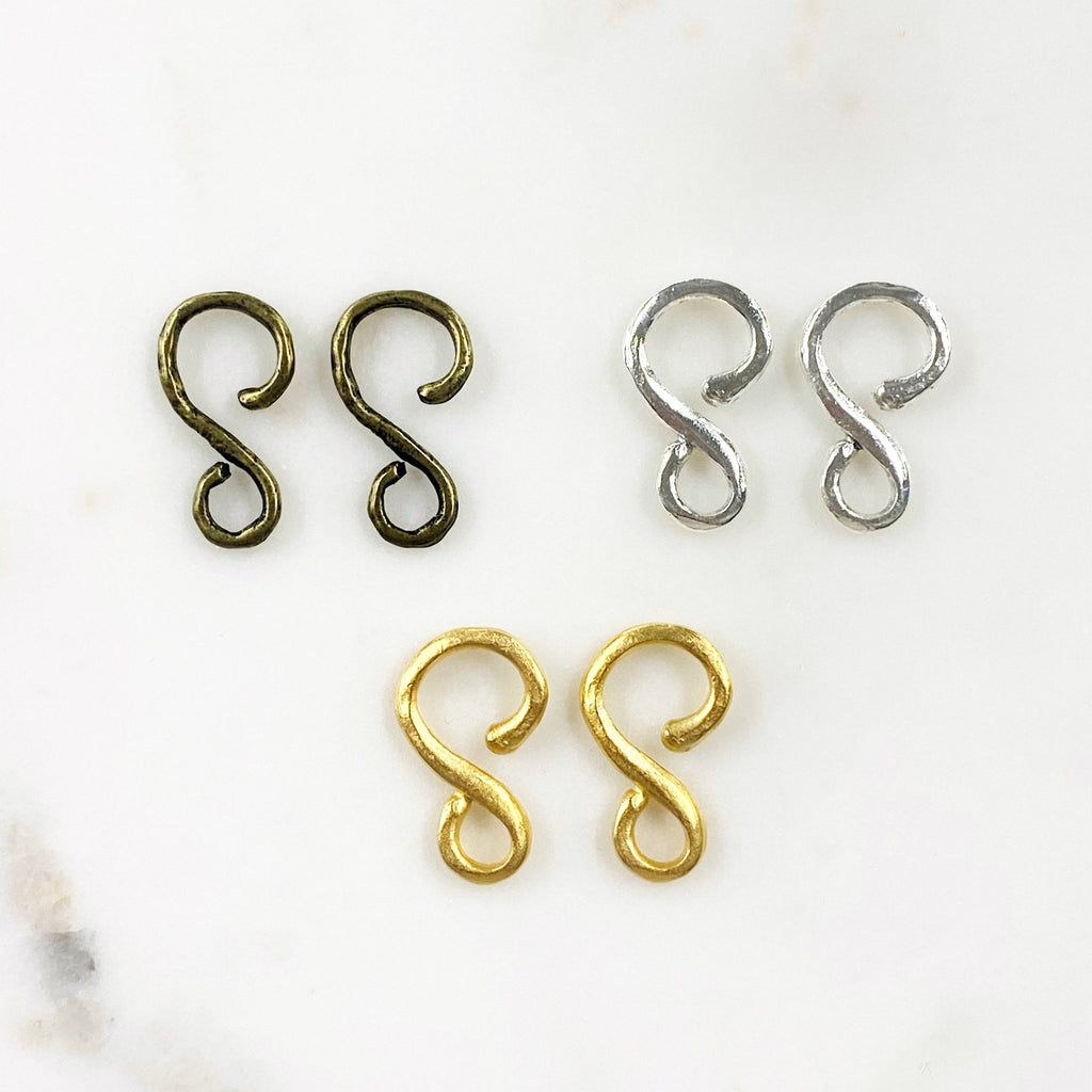24mmx14mm Pewter Larger 2 Piece Simple S Hook S Hook Clasp Findings (2pc)