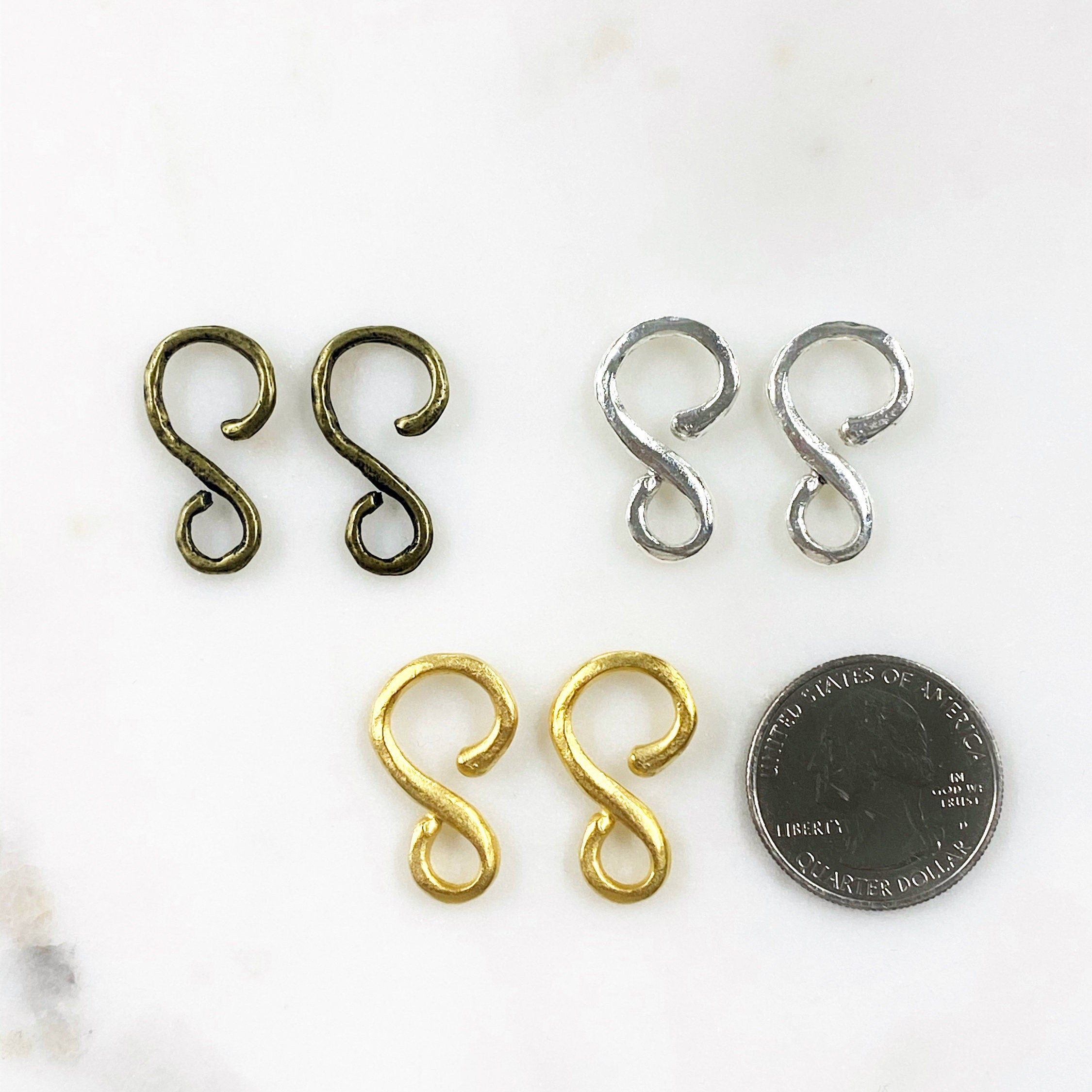 24mmx14mm Pewter Larger 2 Piece Simple S Hook S Hook Clasp Findings (2pc)