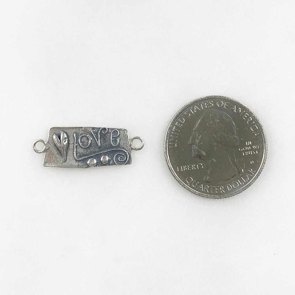 26mmx10mm Sterling Silver LOVE Connector Charm Love Charm Friendship