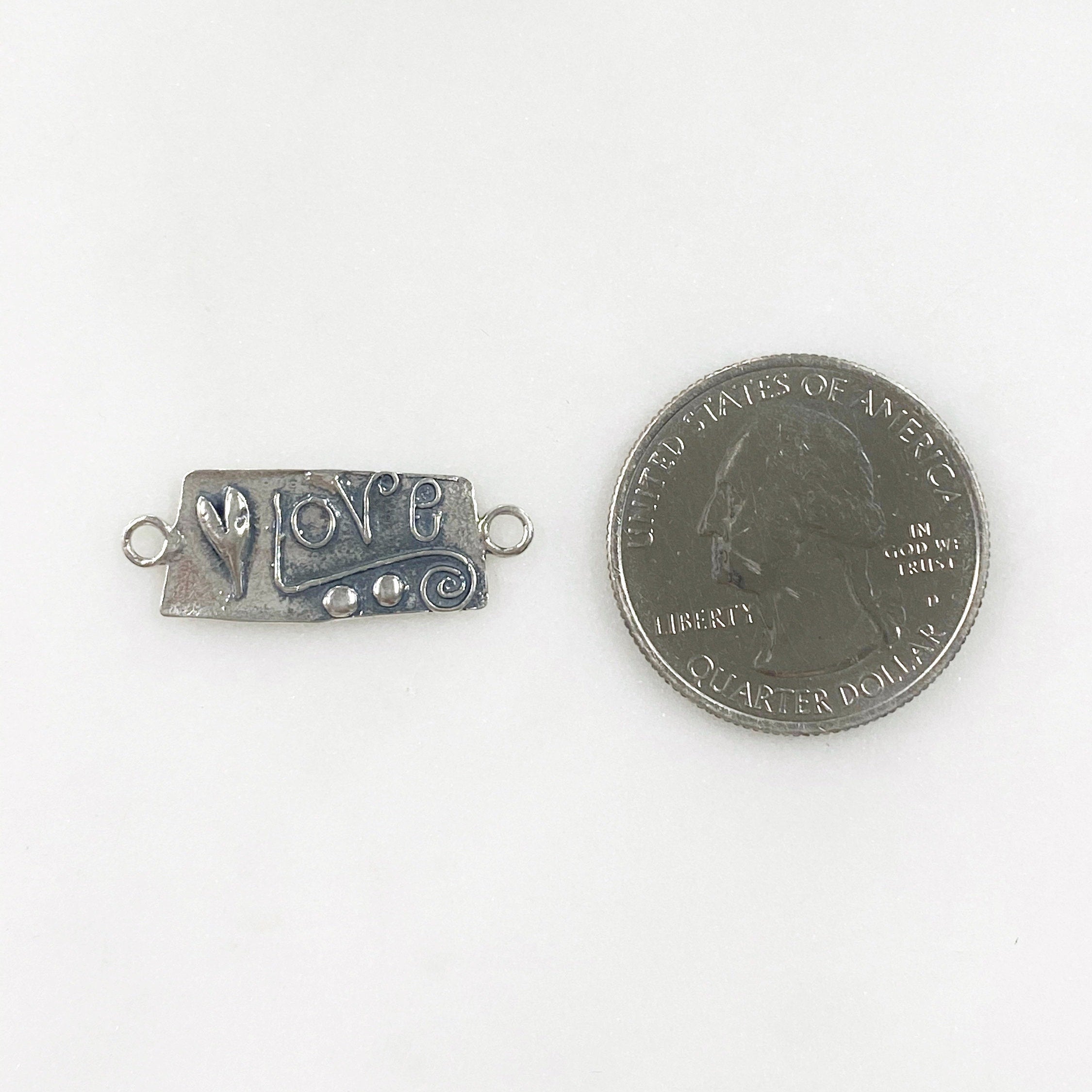 26mmx10mm Sterling Silver LOVE Connector Charm Love Charm Friendship