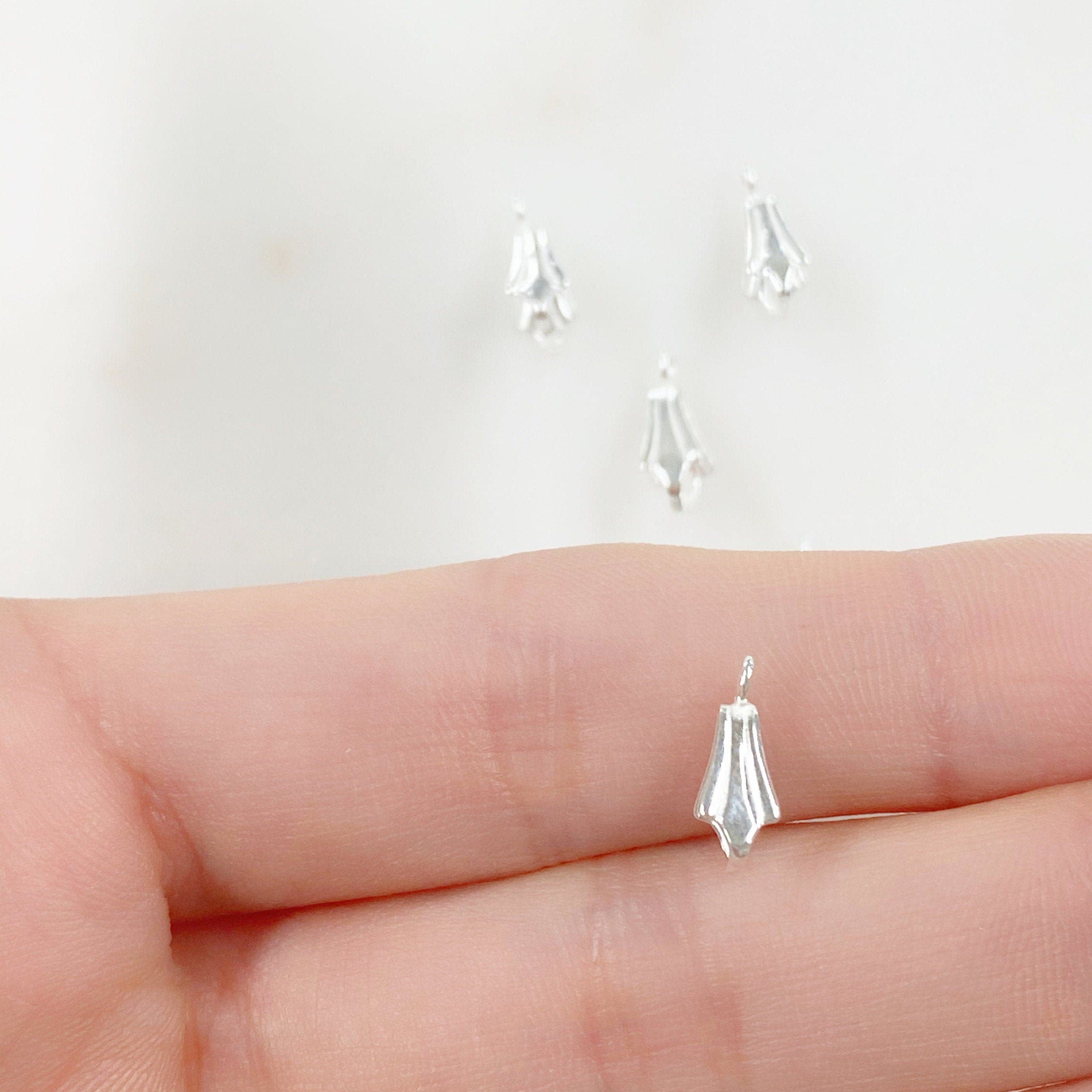 5mmx10mm Sterling Silver Pinch Bail Necklace Pendant Findings (5pc)
