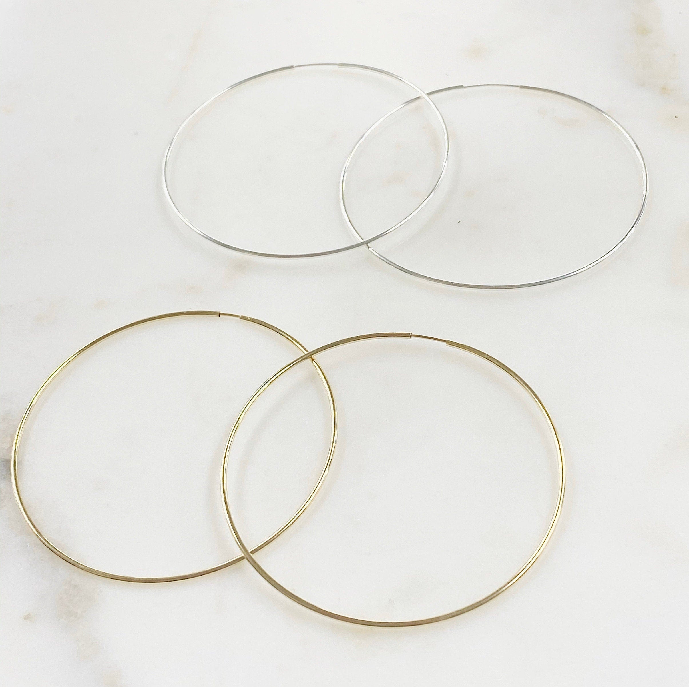 65mm Sterling Silver or 14K Gold Filled or Very Large Endless Hoop (2pc)