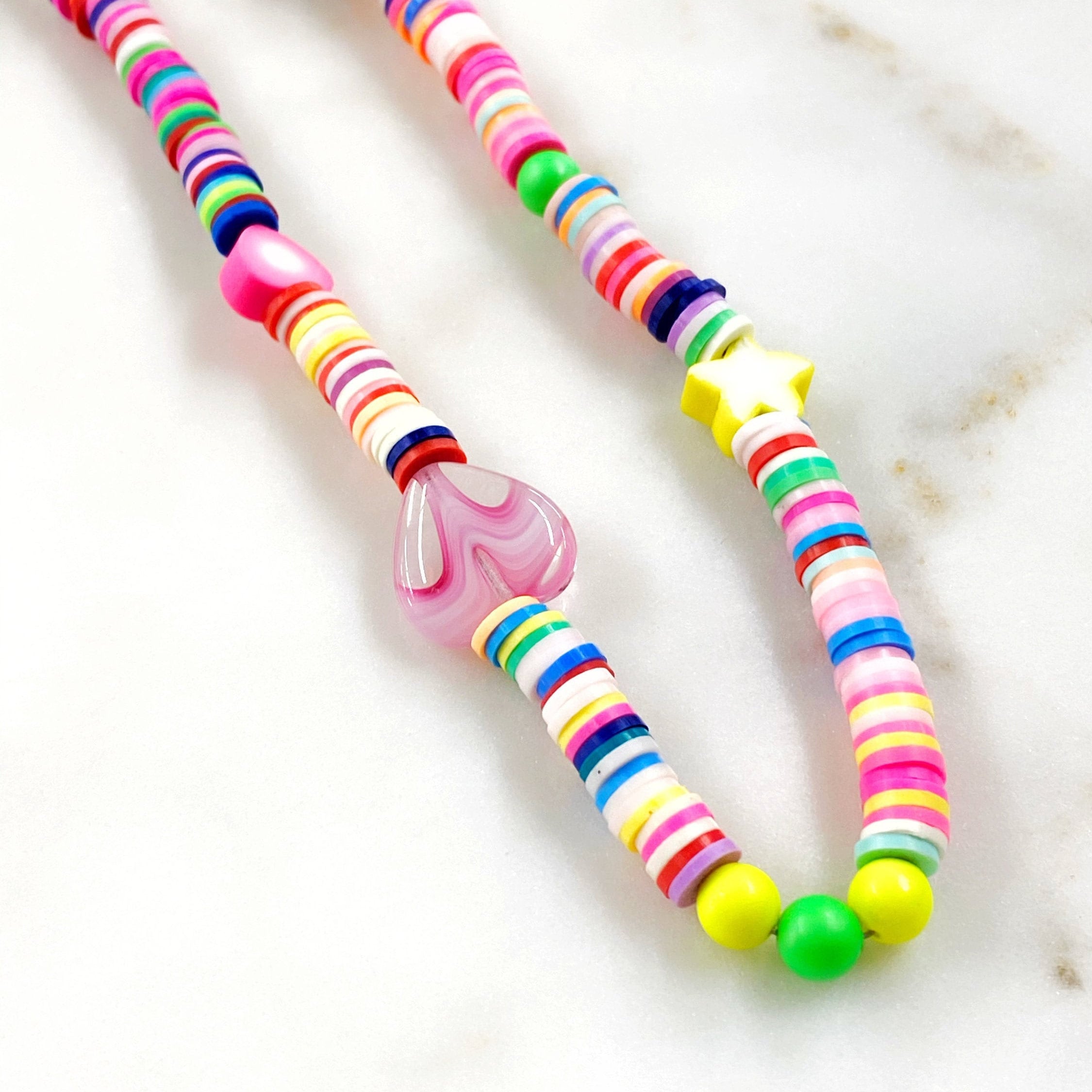 Neon Rainbow Multi Charmed Phone Case String Chain Fun