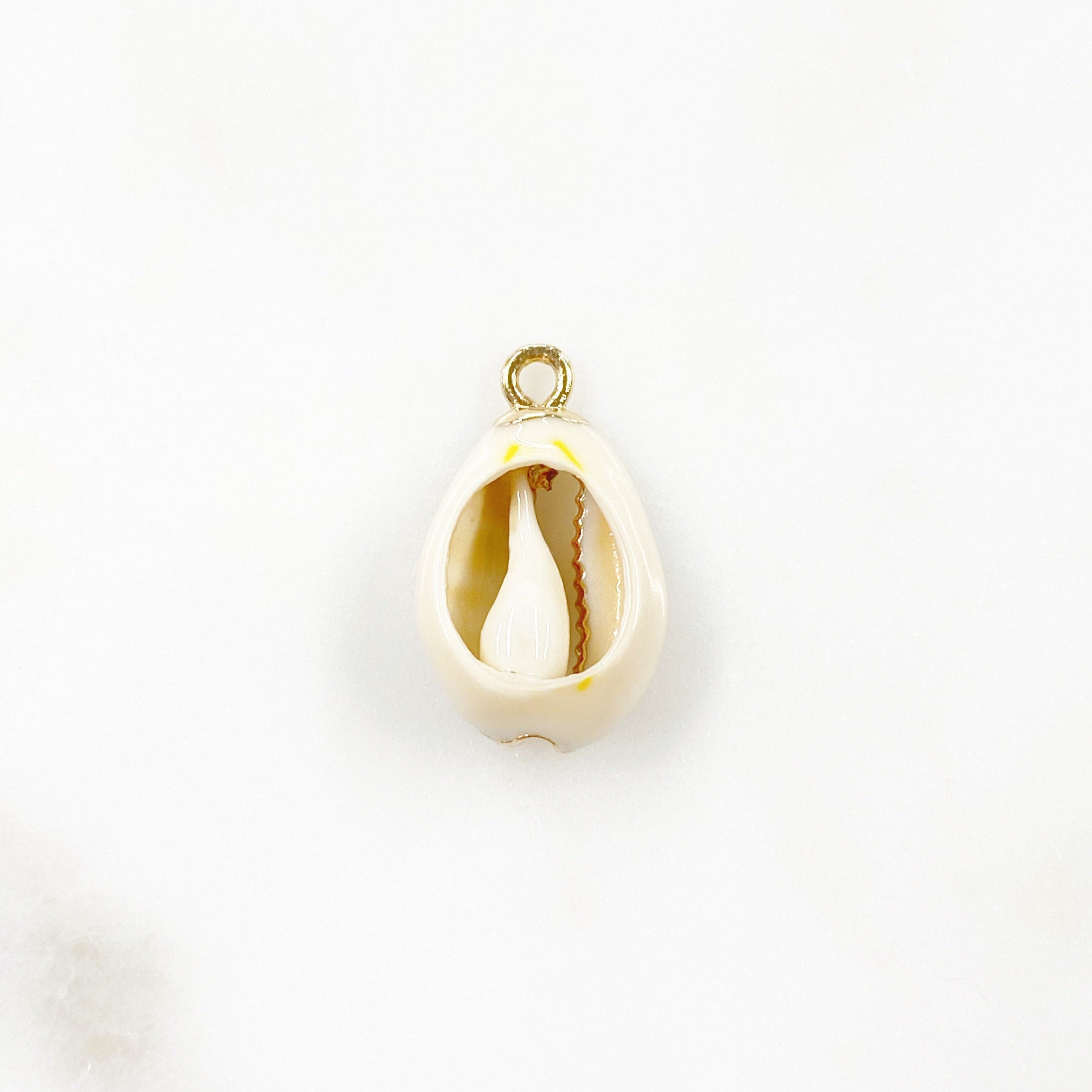 Gold Plated Natural Cowrie Shell Ocean Nautical Charm Pendant