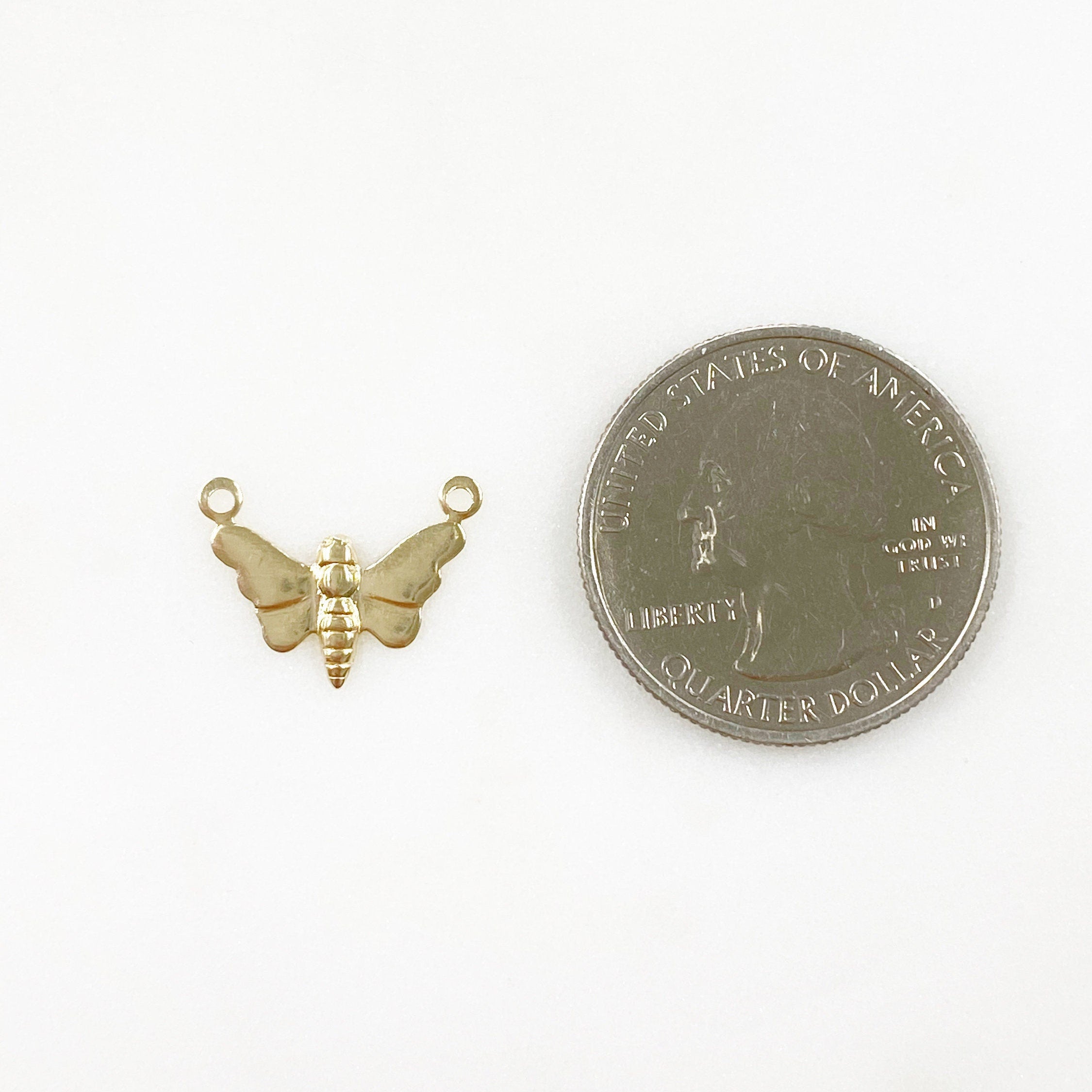 14K Gold Filled Butterfly Connector Charm Lightweight Classic Gold