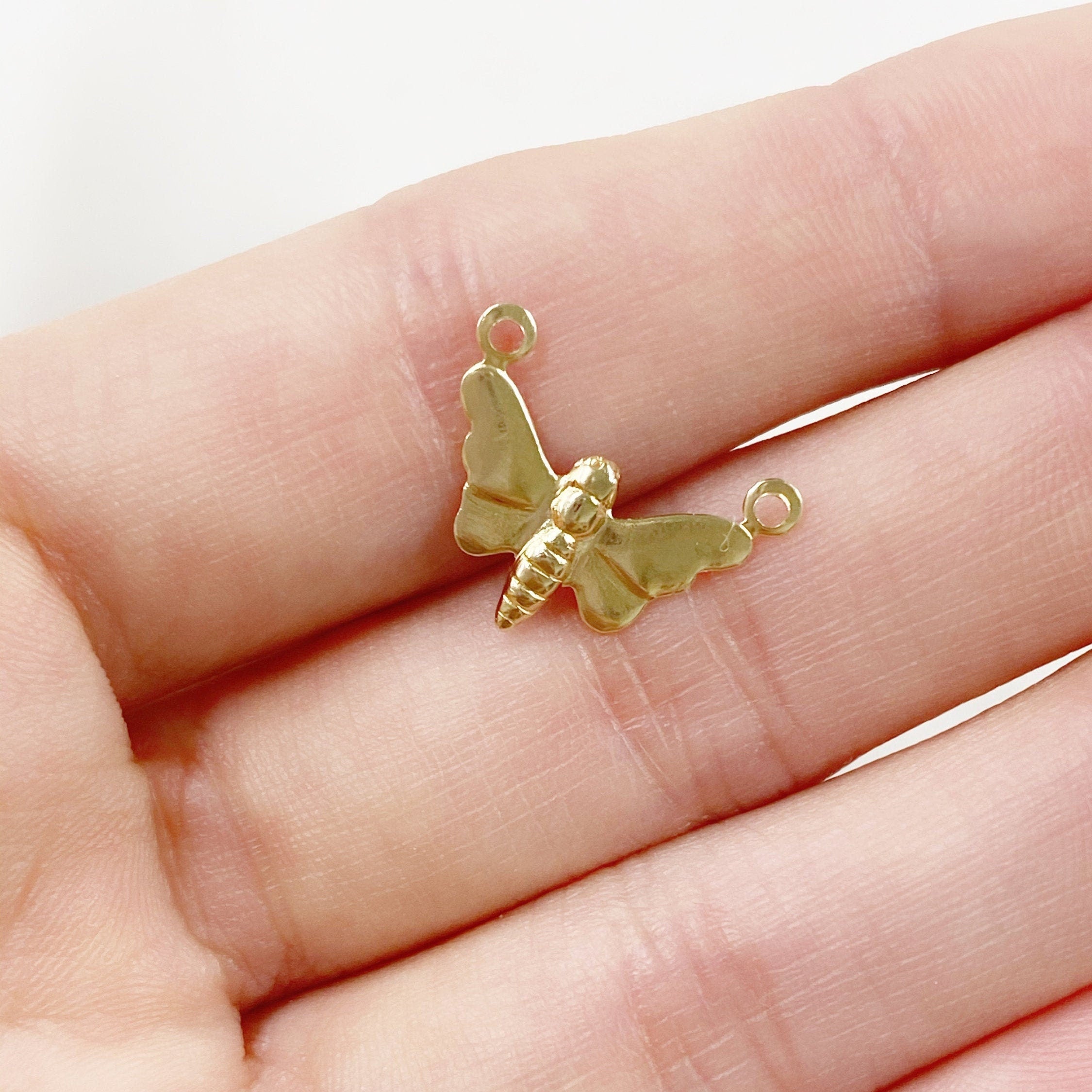14K Gold Filled Butterfly Connector Charm Lightweight Classic Gold