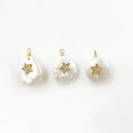 Gold Plated Freshwater Cubic Zirconia Star Pearl Charm Natural