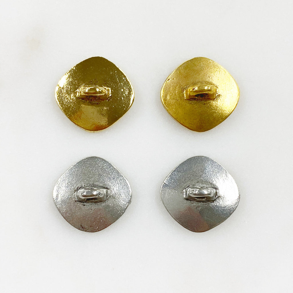 15mm Pewter Leaf Detailed Button Antique Gold or Antique Silver (2pc)
