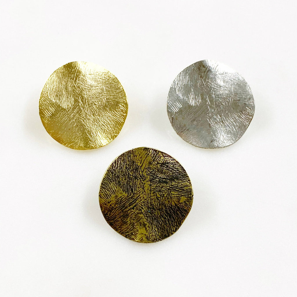 20mm Pewter Textured Button Round Curved Simple Button Matte Gold