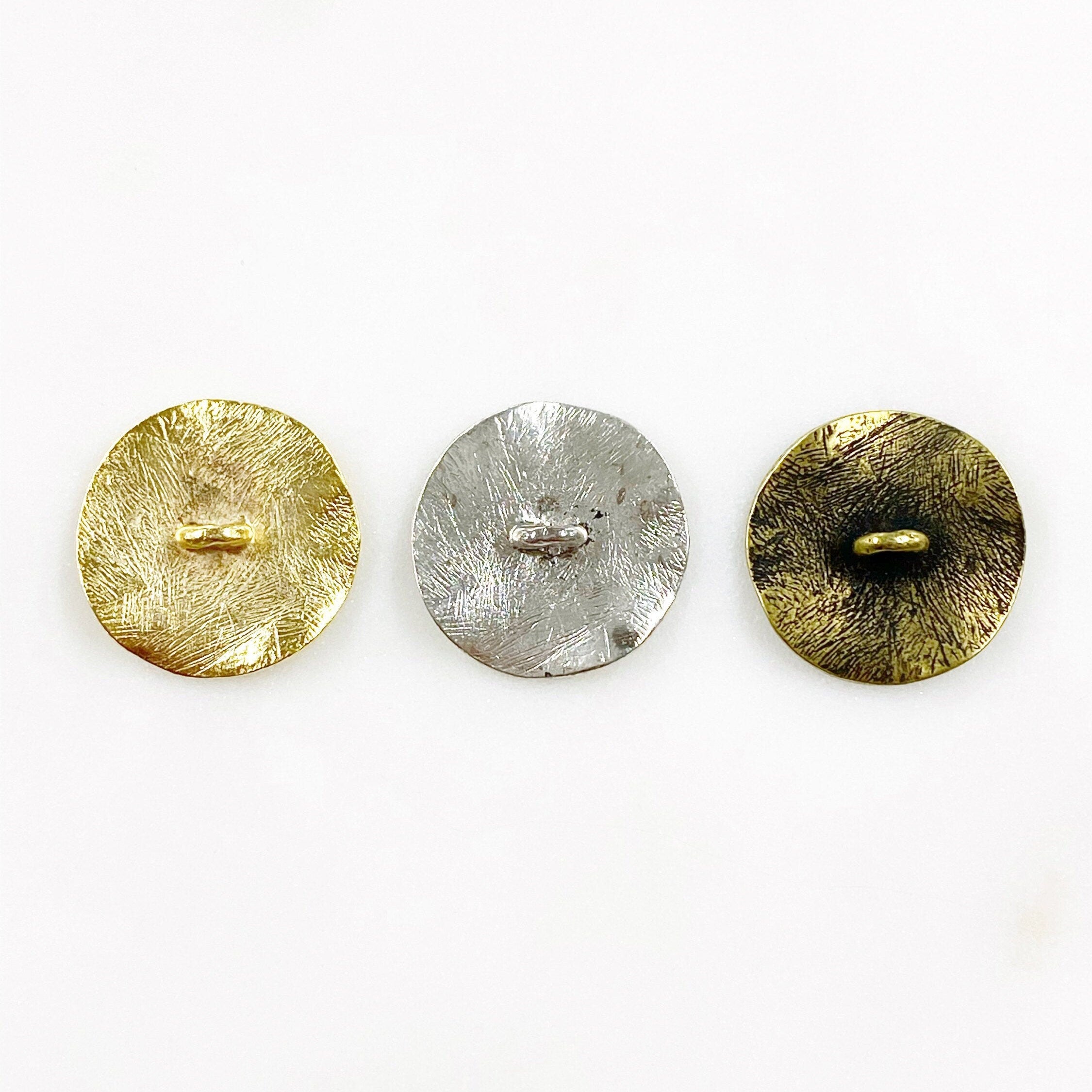20mm Pewter Textured Button Round Curved Simple Button Matte Gold
