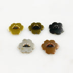 15mm Pewter Flower Button Antique Gold Gunmetal Antique Silver (2pc)