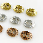 Pewter Hammered Detailed Bar Leather Connector Button Double (4pc)
