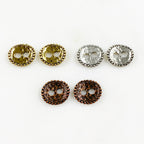 15mm Pewter Medium Hammered Detailed Bar Leather Connector Button (2pc)