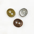 15mm Pewter Medium Hammered Detailed Bar Leather Connector Button (2pc)