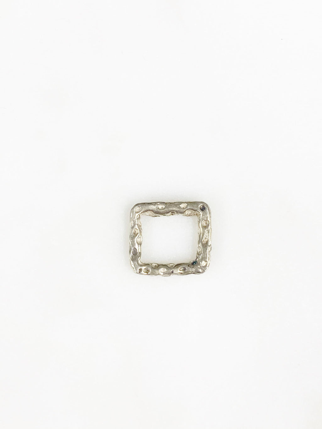 Sterling Silver Hammered Textured Raw Open Square Connector Charm 12mm