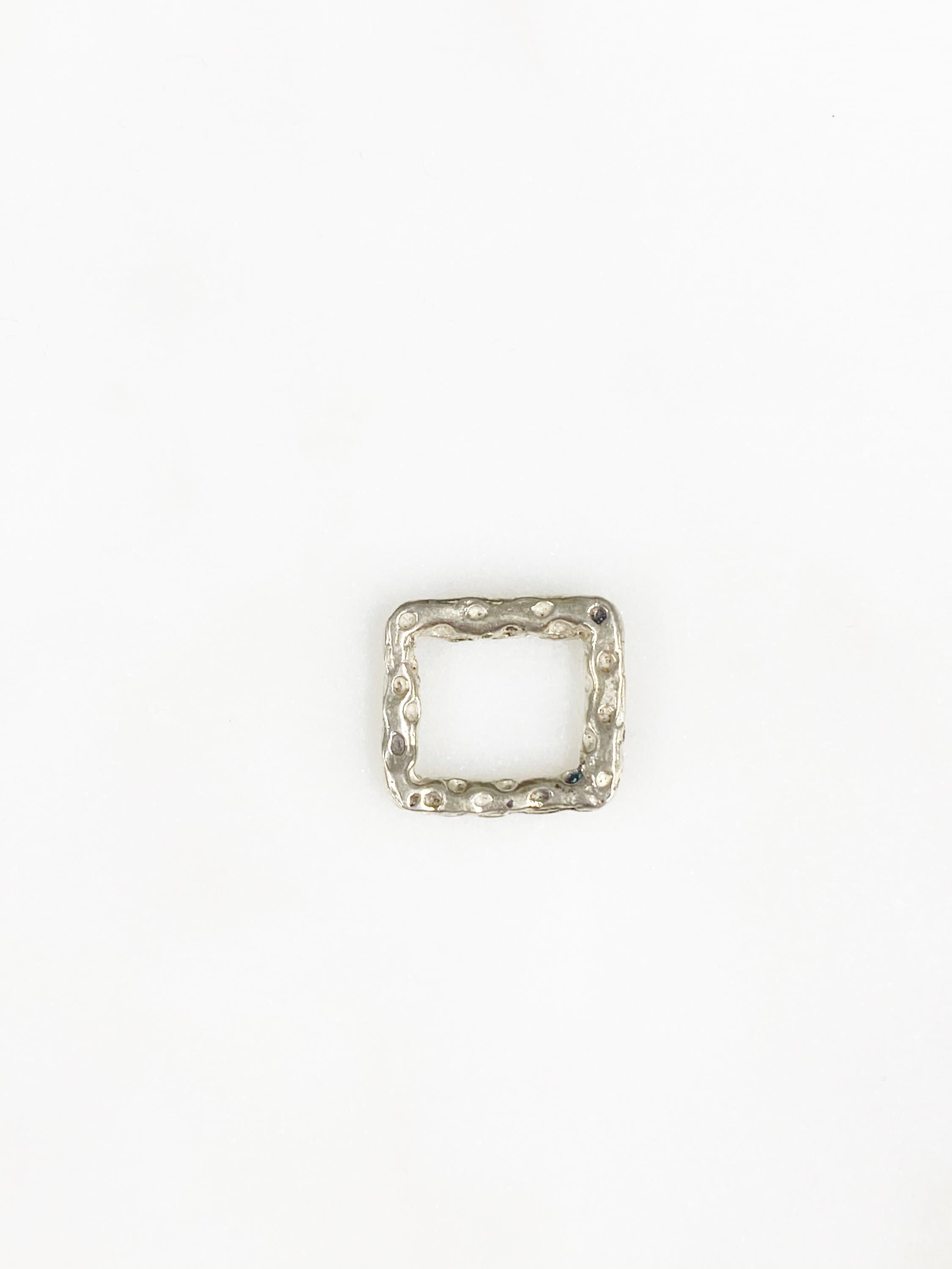 Sterling Silver Hammered Textured Raw Open Square Connector Charm 12mm