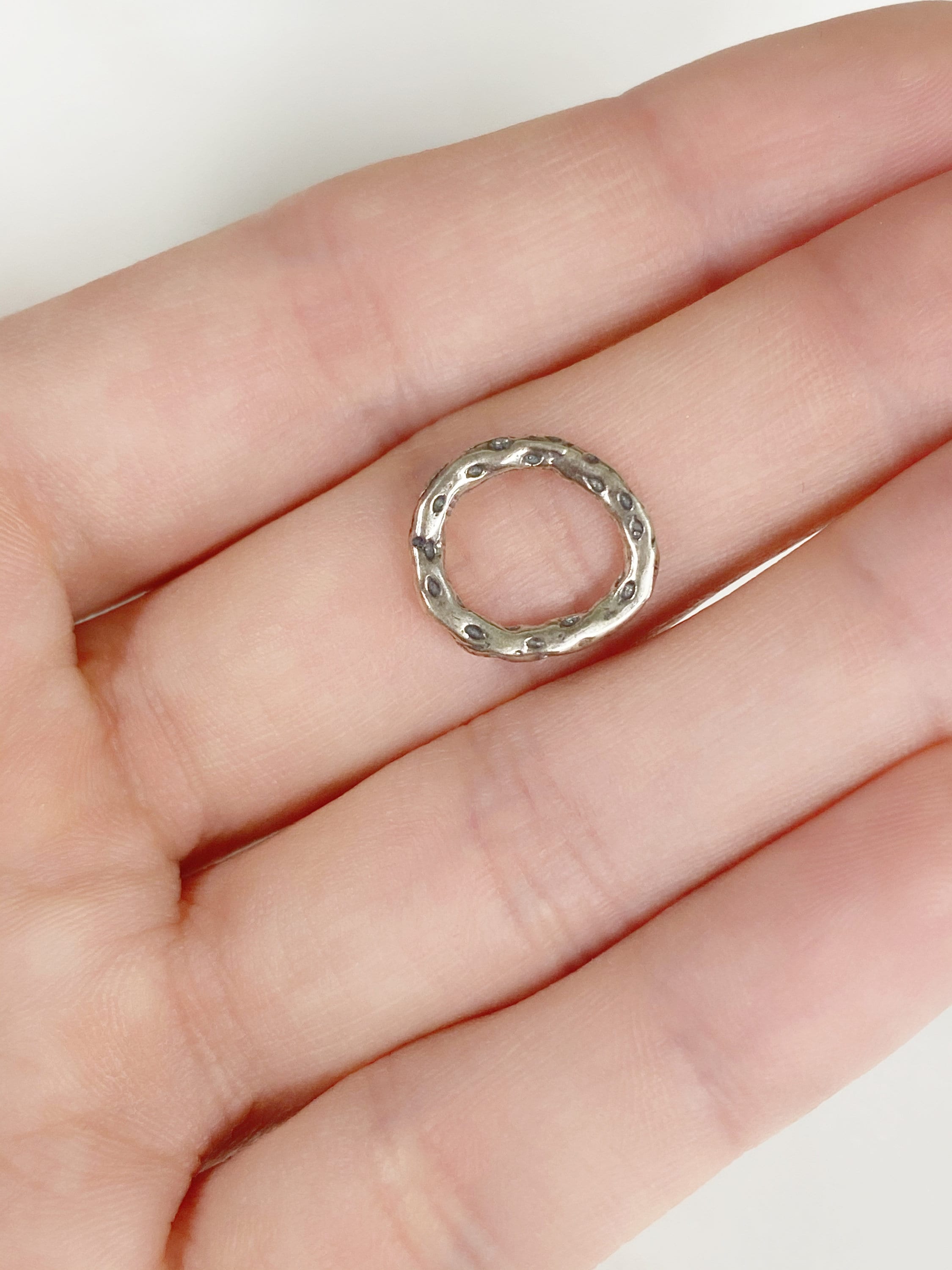 Sterling Silver Hammered Textured Raw Open Connector Ring Charm 12mm