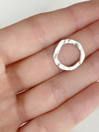 Sterling Silver Hammered Raw Open Circle Connector Ring Charm 16mm