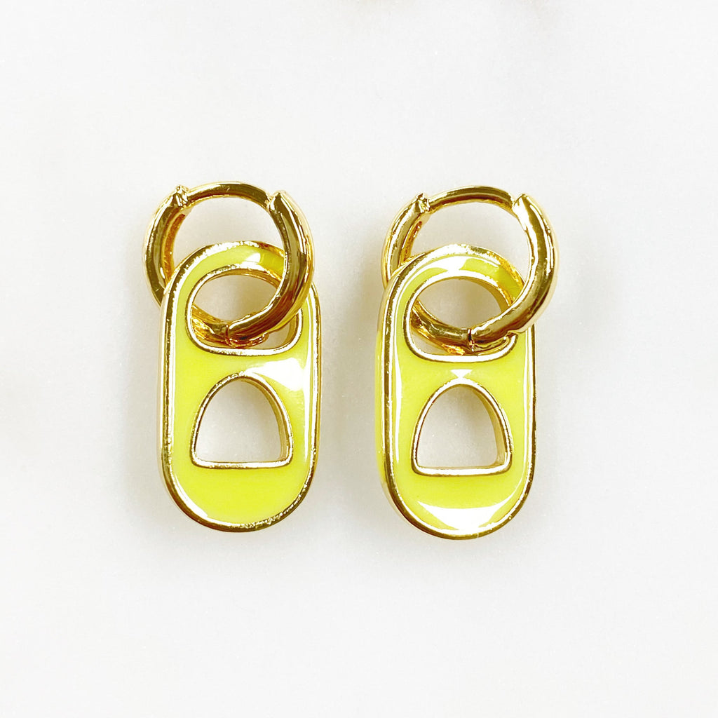 18K Gold Filled or Gold Plated Soda Pop Mini Hoops with Enamel Soda (Pair)