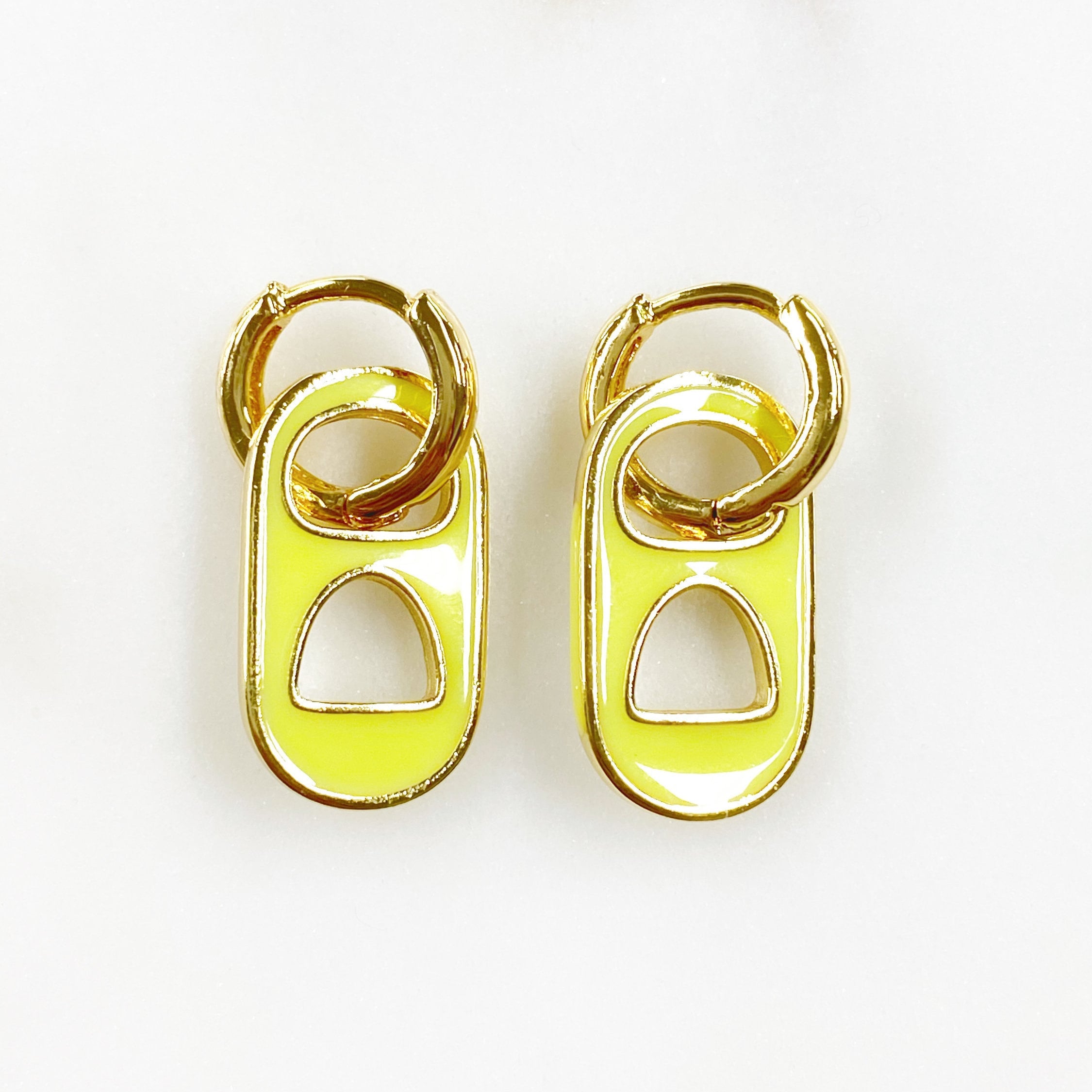 18K Gold Filled or Gold Plated Soda Pop Mini Hoops with Enamel Soda (Pair)