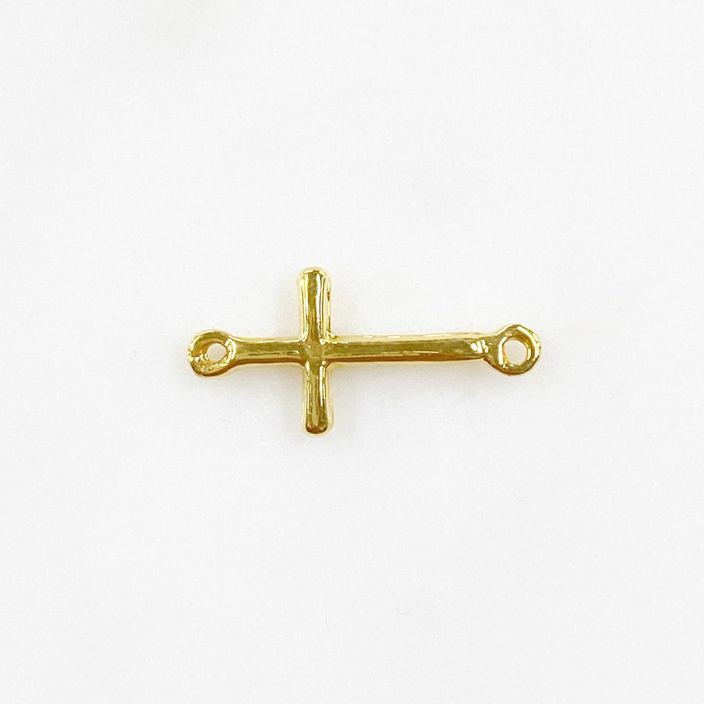 Sterling Silver or Vermeil or Dainty Horizontal Cross Connector Link Charm
